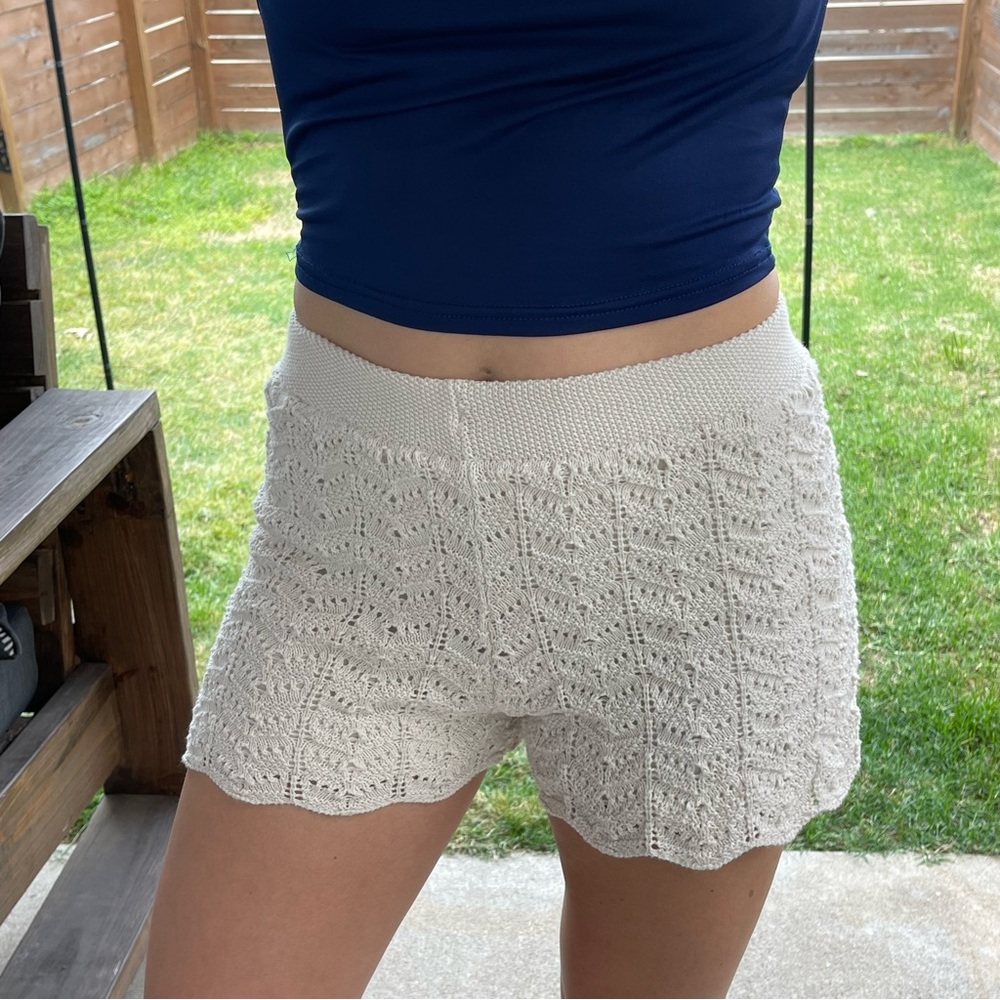 Women's White Crochet Shorts